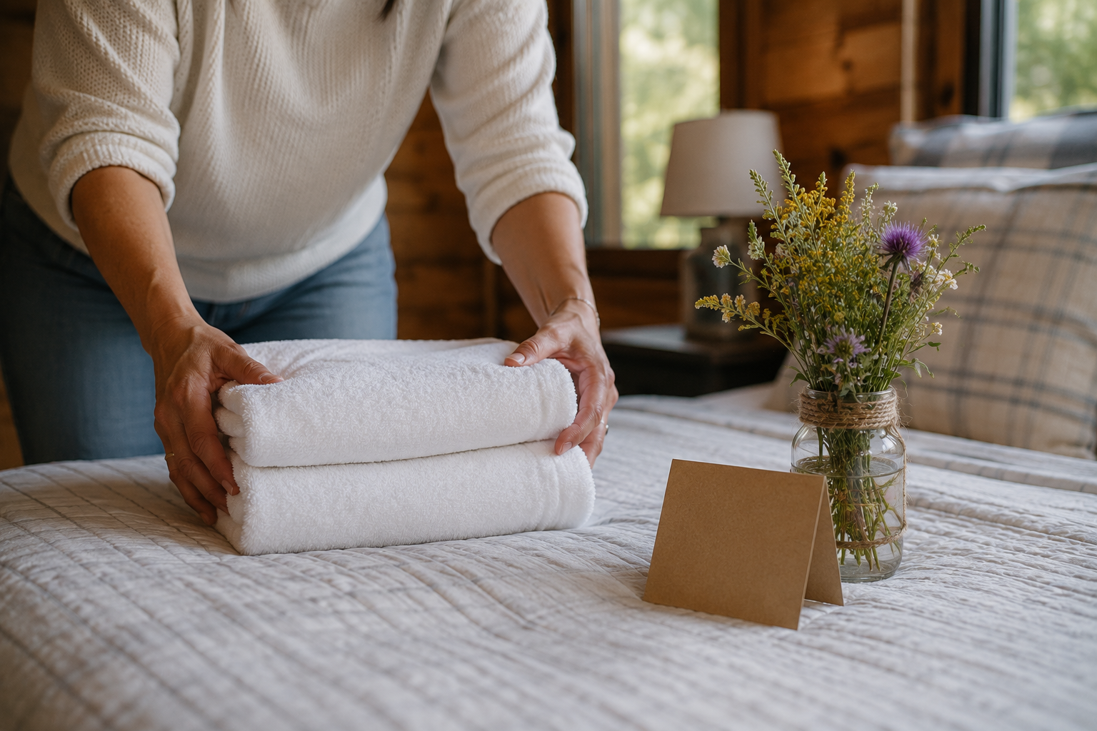 A host preparing a property for arriving guests